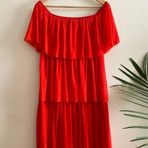 Fuzzi off the shoulder tiered dress